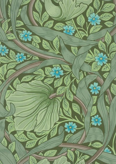 William Morris -taustakuvanäyte Forget-Me-Nots kanssa, n. 1870 (värillinen puupainatus) tekijältä William Morris
