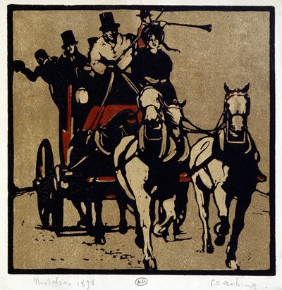 Kuljetus tai ahkeruus: "" Coaching"" - kirjoittanut William Nicholson (1872-1949) tekijältä William Nicholson