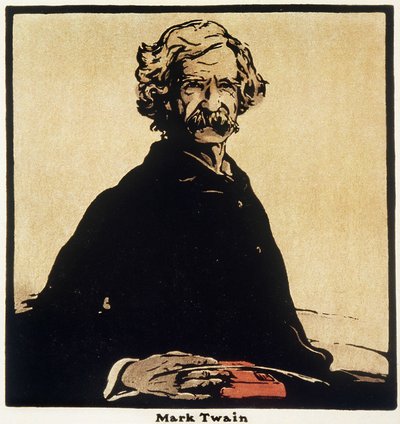 Muotokuva Mark Twainista (1835-1910) yhdysvaltalainen kirjailija - William Nicholsonin (1872-1949) piirustus tekijältä William Nicholson