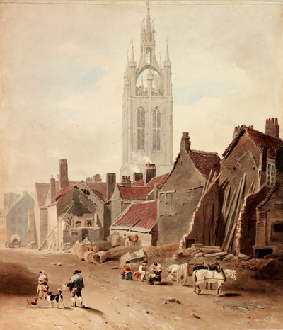 Talojen purkaminen Collingwood Streetin alueella, Newcastle upon Tyne (runkoväri). tekijältä William Nicholson