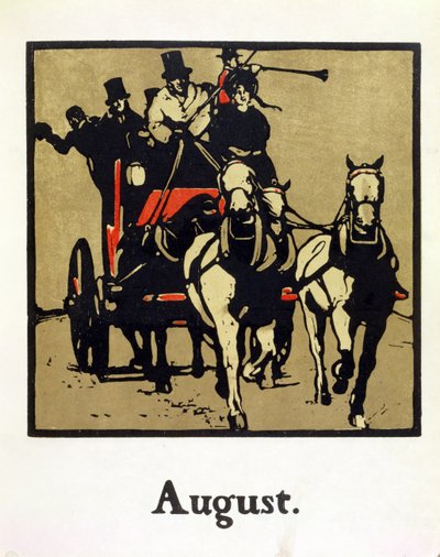 Elokuu, kirjasta An Almanac of Twelve Sports, Rudyard Kiplingin sanoilla, ensimmäisen julkaisija William Heinemann tekijältä William Nicholson