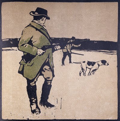 Syyskuu: Ammunta, "Kahdentoista lajin almanakista", Rudyard Kiplingin sanoilla, ensimmäisen julkaisija William Heinemann tekijältä William Nicholson