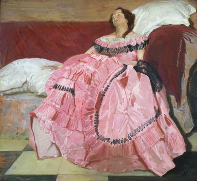Vaaleanpunainen mekko (öljy paneeliin) tekijältä William Nicholson