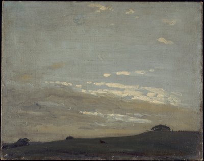 Hopeainen auringonlasku (öljy kankaalle asetettuna alukselle) tekijältä William Nicholson