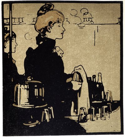 Nuori nainen baarimikko, Lontoo - teoksessa "Type of London", kirjoittanut William Nicholson (1872-1949), toim. Floury tekijältä William Nicholson