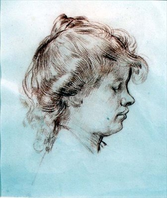 Augustus Johnin vaimon Ida Nettleshipin muotokuva (punainen liitu) tekijältä William Orpen