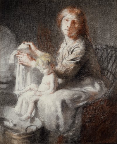 The White Swan (Grace and Kit) (pastelli ja musta värikynä) tekijältä William Orpen