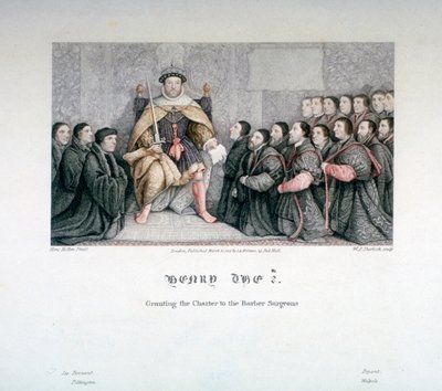 Henrik VIII myönsi urakan parturikirurgeille, 1500-luku, 1817. tekijältä William P Sherlock