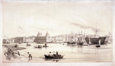 Näkymä Greenwichiin Thames-joen yli, Lontoo, vuodelta 1841. tekijältä William Parrott