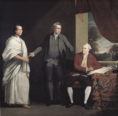 Omai, Joseph Banks ja tohtori Daniel Solander, noin 1775 (öljy kankaalle). tekijältä William Parry