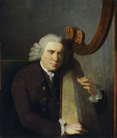 The Blind Harpist, John Parry (öljy kankaalle) tekijältä William Parry
