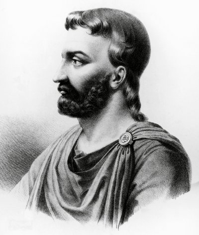 Muotokuva Aulus Cornelius Celsuksesta (25 eKr.-50 jKr.), latinalainen kirjailija, roomalainen tietosanakirjailija ja lääkäri, kaiverrus 1800-luvulta tekijältä Nicolas Toussaint Charlet