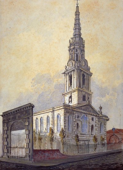 Church of St Giles in the Fields, Holborn, Lontoo, c1815. tekijältä William Pearson