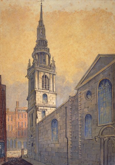 St Mary le Bow -kirkko Bow Churchyardista, Lontoon kaupungista, vuodelta 1815 tekijältä William Pearson