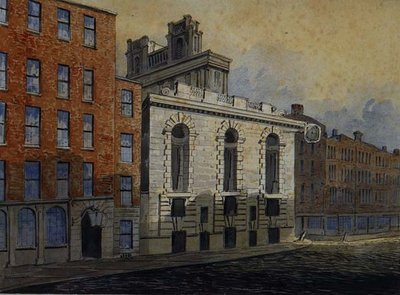 Lombard Street South ja St. Mary Woolnoth, noin 1815 (akvarelli). tekijältä William Pearson