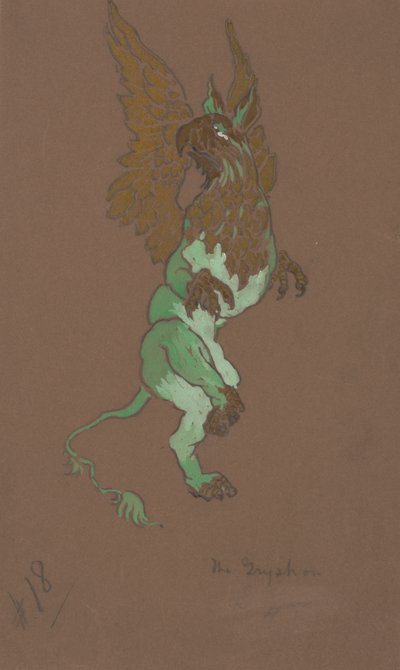 Gryphon-pukusuunnittelu Liisa Ihmemaassa, 1915. tekijältä William Penhallow Henderson