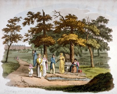 Näkymä juomakaivolle, Hyde Park, Westminster, Lontoo, 1812 tekijältä William Pickett