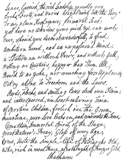 Lord Chathamin runo David Garrickille, 1700-luku, 1840 tekijältä William Pitt