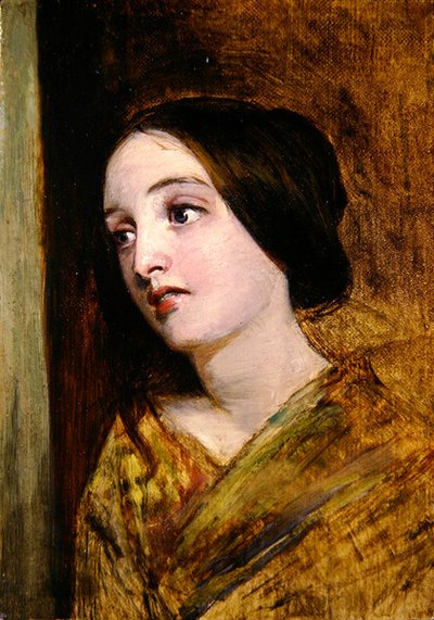 Tytön pää ja olkapäät (öljy kankaalle) tekijältä William Powell Frith