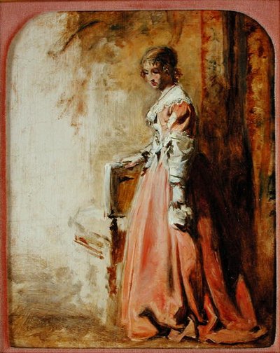 Vaaleanpunainen mekko (öljy paperille) tekijältä William Powell Frith