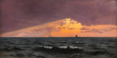 Ennen auringonlaskua, myrskyn tulo (öljy paneelissa) tekijältä William Pye