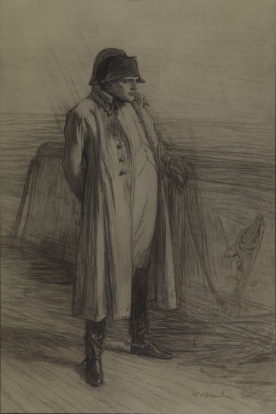 Napoleon Bellerophon-aluksella, noin 1880 (hiili, musta liitu). tekijältä William Quiller Orchardson