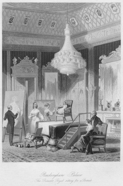 Buckinghamin palatsi. Prinsessa Royal istuu muotokuvaa varten, vuodelta 1841 tekijältä William Radclyffe