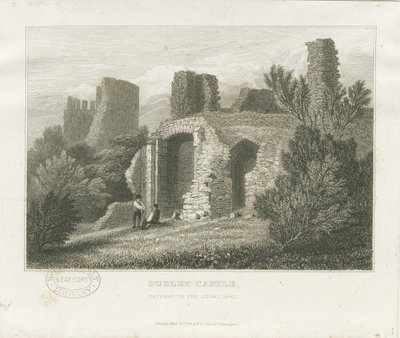 Dudley Castle - The Keep: kaiverrus, nd [c1831] (tulostus) tekijältä William Radclyffe