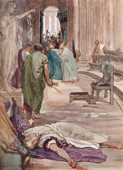 Caesarin murha (väri litho) tekijältä William Rainey