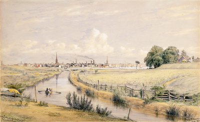 Jersey City, vilkaisu New Yorkiin Bergenin kanavasta, 1854 tekijältä William Rickarby Miller