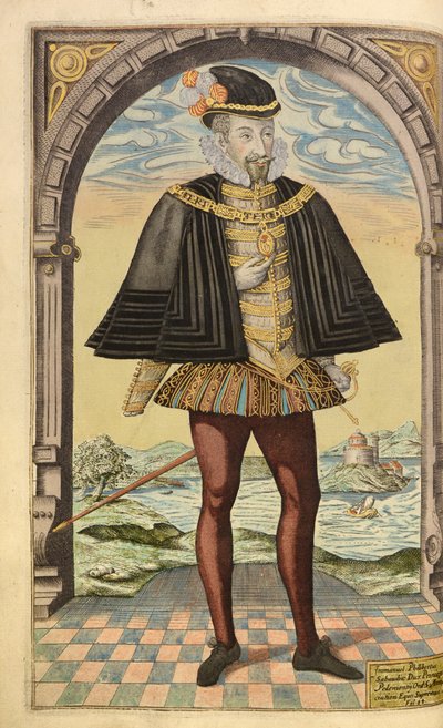 Emmanuel Philibert, Savoyn herttua, Honor Militarysta, ja Civil, William Segar, pub. Robert Barker, Lontoo, 1602 (käsinvärinen kaiverrus) tekijältä William Rogers