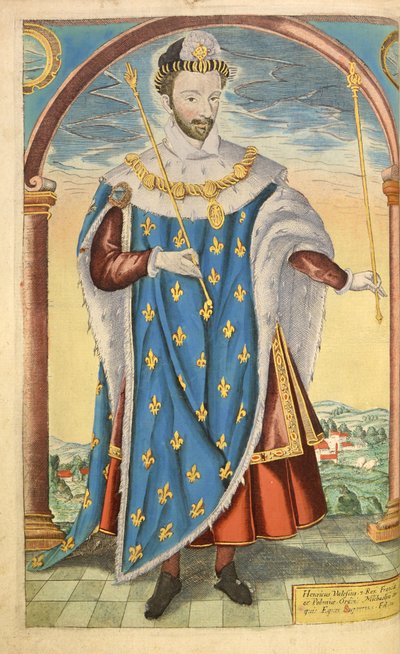 Henry III Ranskasta, nHonor Militarysta, ja Civill, William Segar, pub. Robert Barker, Lontoo, 1602 (käsinvärinen kaiverrus) tekijältä William Rogers