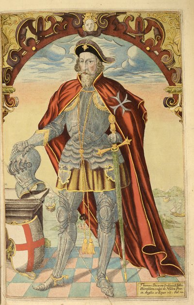Sir Thomas Docwra, nHonor Militarysta, ja Civill, William Segar, pub. Robert Barker, Lontoo, 1602 (käsinvärinen kaiverrus) tekijältä William Rogers