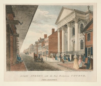 High Street, First Presbyterian Church, Philadelphia tekijältä William Russell Birch