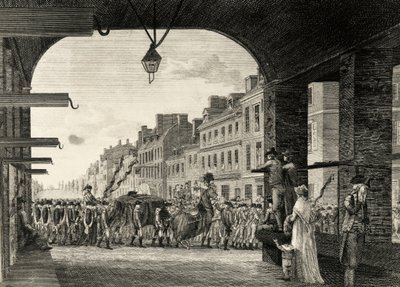 George Washingtonin hautajaiskulkue High Streetillä Philadelphiassa tekijältä William Russell Birch