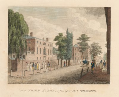 Näkymä Third Streetille Spruce Streetiltä tekijältä William Russell Birch