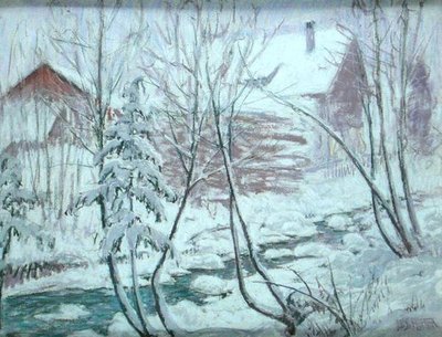Chalets in the Snow (pastelli laivalla) tekijältä William Samuel Horton