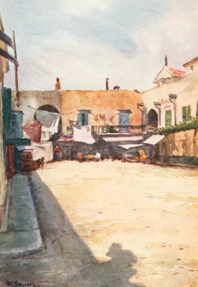 Kulma lähellä toria, Nizza (värilitografia) tekijältä William Scott