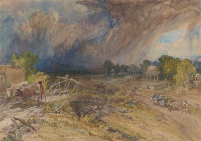 Urmează furtuna de praf, lângă Jeypore, finlandeză Rajputana tekijältä William Simpson