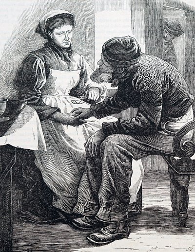 Vanhempi pariskunta. Kirjailija William Small (1843-1929) englantilainen kuvittaja. 1880 (kaiverrus) tekijältä William Small