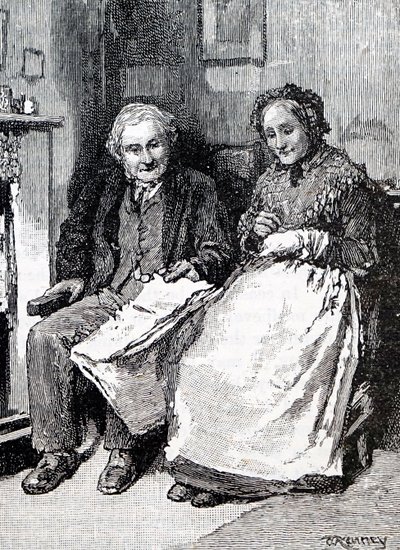 Vanhempi pariskunta. Kirjailija William Small (1843-1929) englantilainen kuvittaja. 1880 (kaiverrus) tekijältä William Small