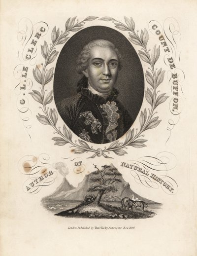 Kreivi Georges Buffonin muotokuva laakeriseppeleen sisällä tekijältä William Smellie