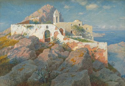 Santa Maria a Cetrella, Anacapri, noin 1892 (akvarelli ja guassi grafiitin päälle). tekijältä William Stanley Haseltine
