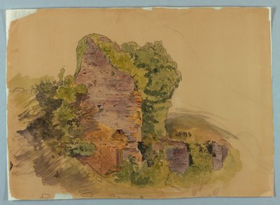Tower Base, luonnos raunioista metsässä tekijältä William Stanley Haseltine