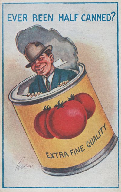 Oletko koskaan ollut puoliksi purkitettu (värillinen litografia) tekijältä William Stocker Shaw