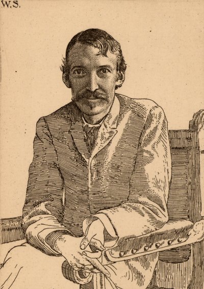 "Robert Louis Balfour Stevenson (1850-1894) skotlantilainen kirjailija tekijältä William Strang