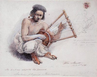 Nubian Playing Tambourine, 8. heinäkuuta 1878 (kynä ja pesu paperille) tekijältä William Strutt