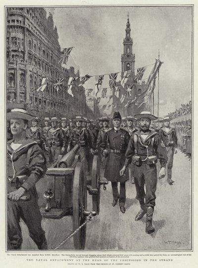 Merivoimien osasto kulkueen kärjessä Strandissa tekijältä William T. Maud