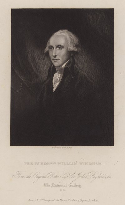 William Windham, englantilainen Whig-poliitikko (kaiverrus) tekijältä William Thomas Fry