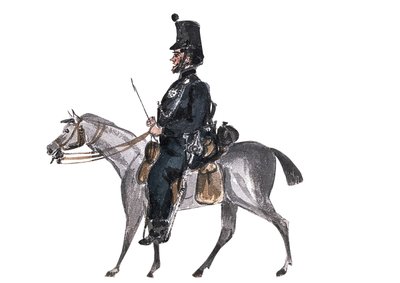 "Kivääriprikaatin tohtori S, maaliskuun linjalla"   (piirustus) tekijältä William Thomas Markham